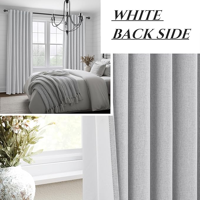 Light Grey Blackout Curtains 108 Inch Length 2 Panels Set - Image 6
