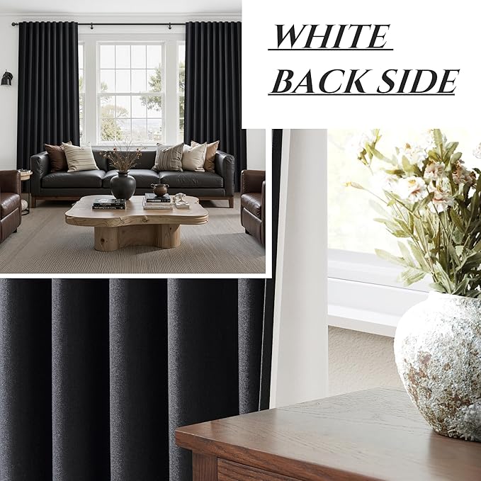 Black Out Curtains 60 Inches Extra Wide Luxury Linen Curtains 96 Inch Length - Image 8