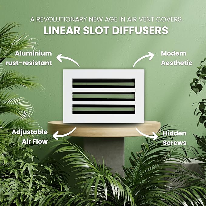 Modern Air Vent Cover 10x6 – Aluminum Linear Slot Diffuser, Decorative White - Image 4