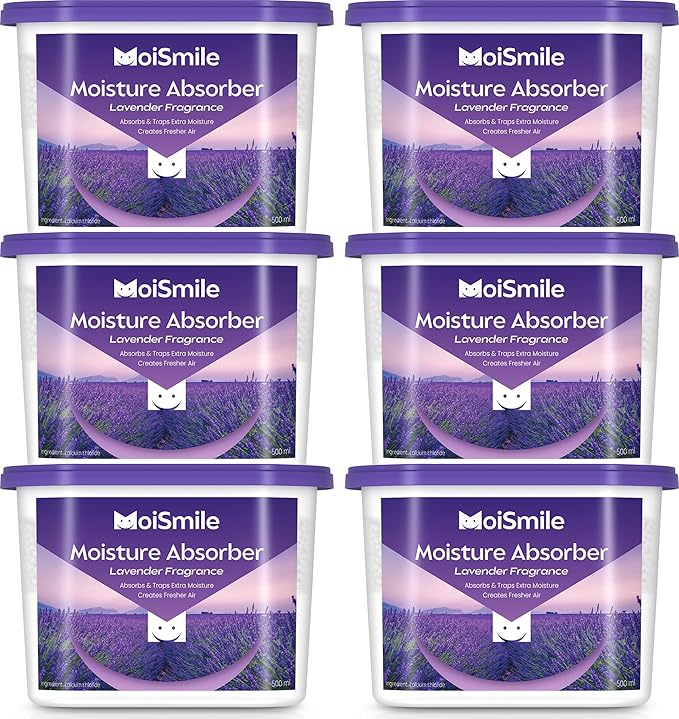 Moisture Absorbers 6 Packs, 10.8OZ Lavender Vanilla Efficient Humidity Absorber by MoistureAbsorbers