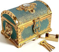 Retro Jewelry Box Arched Vintage Rectangular Metal Chest Necklace Ring Earrings by Unknown