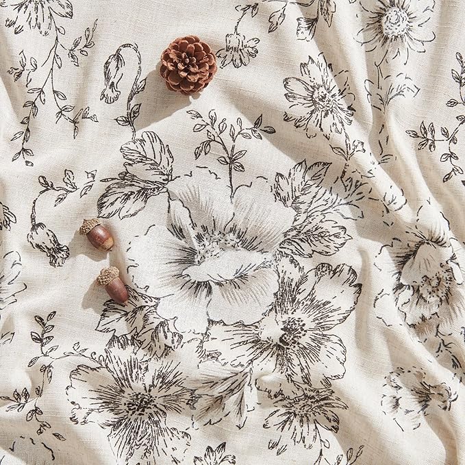 jinchan Linen Blend Curtain Floral Curtains - Image 7