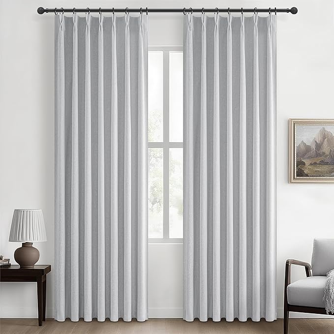 Light Grey Black Out Curtains 90 Inch Long by QJMYDECO
