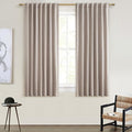 Black Out Linen Boho Curtains 63 Inch Long, Living/Bedroom Curtains 63 Inches by QJMYDECO