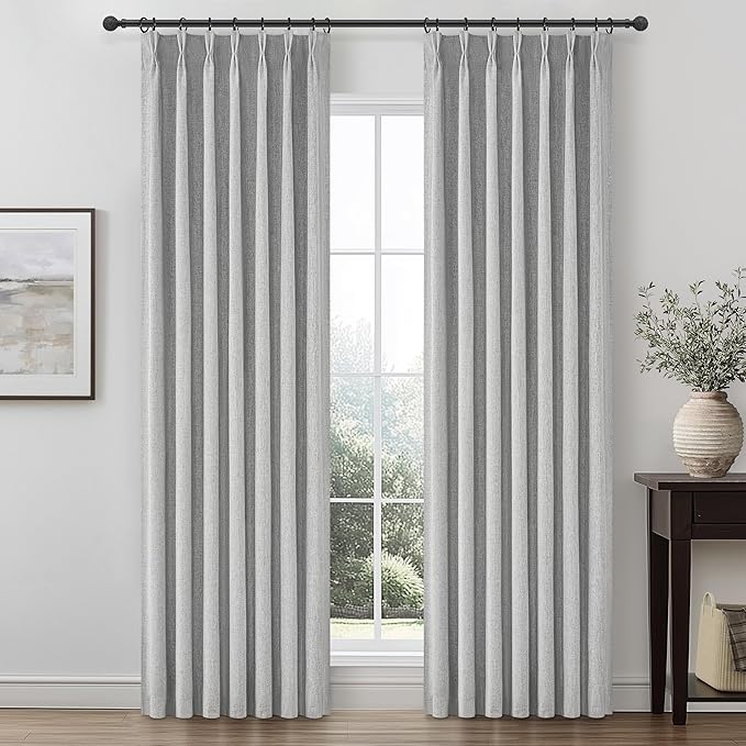 Grey Black Out Curtains 84 Inch Long by QJMYDECO