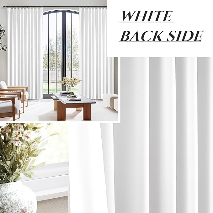 Pinch Pleated Bright White Blackout 95 Inch Curtains 2 Panels Set - Image 7