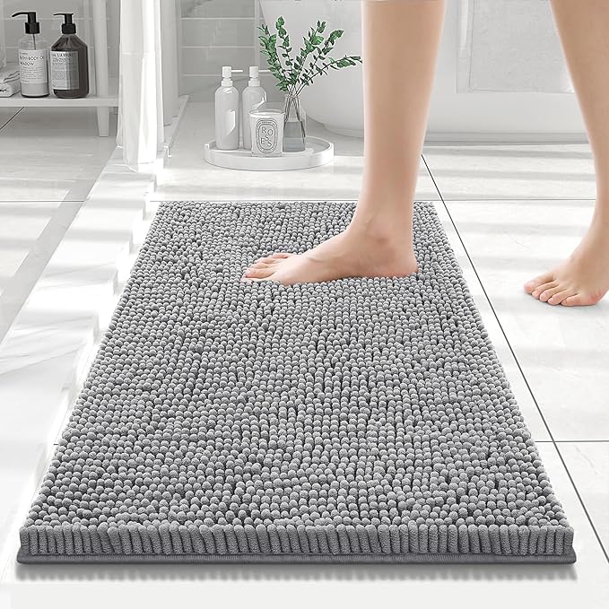 Smiry Luxury Chenille Bathroom Rugs 24x16, Extra Soft and Absorbent Shaggy Bath by Smiry