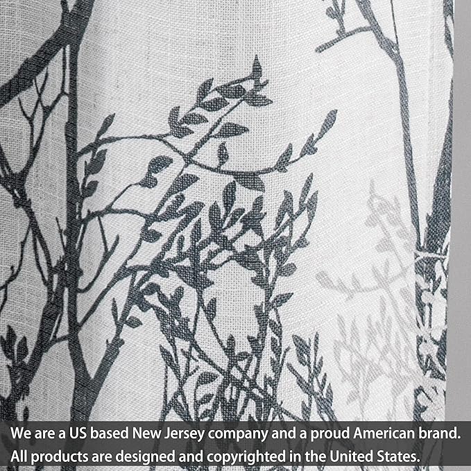 DriftAway Linen Printed Blackout Curtains Tree Branch Pattern Double Layer 84 - Image 3