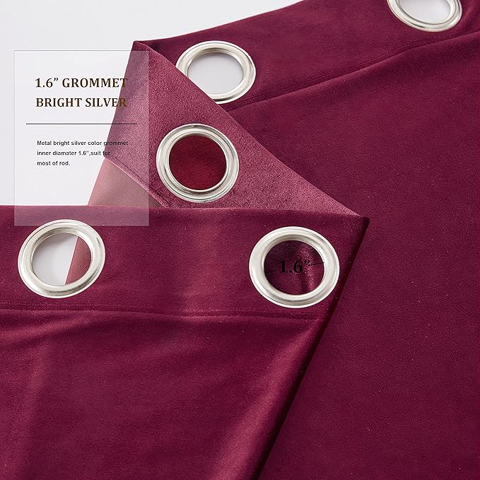 Luxury Christmas Burgundy Velvet Curtains 108 inches Elegant Living Room - Image 3