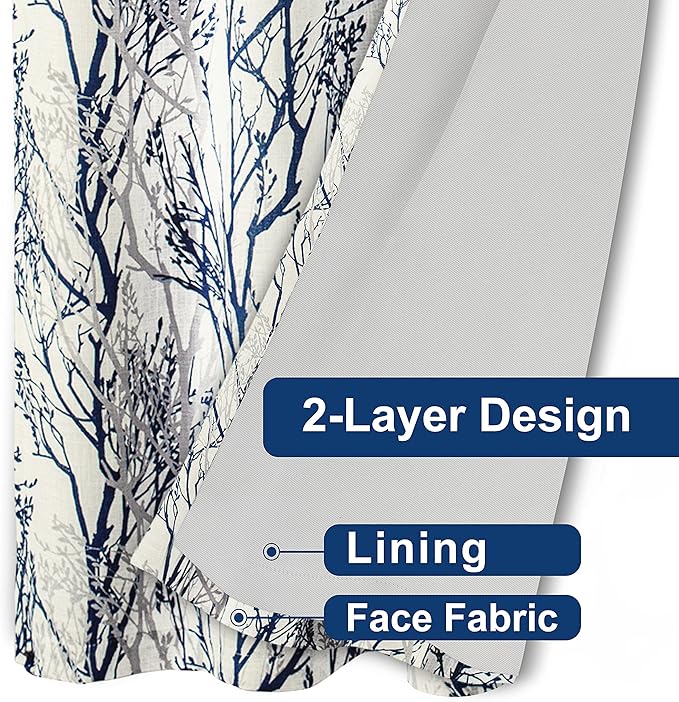 DriftAway Linen Printed Blackout Curtains Tree Branch Pattern Double Layer 84 - Image 8