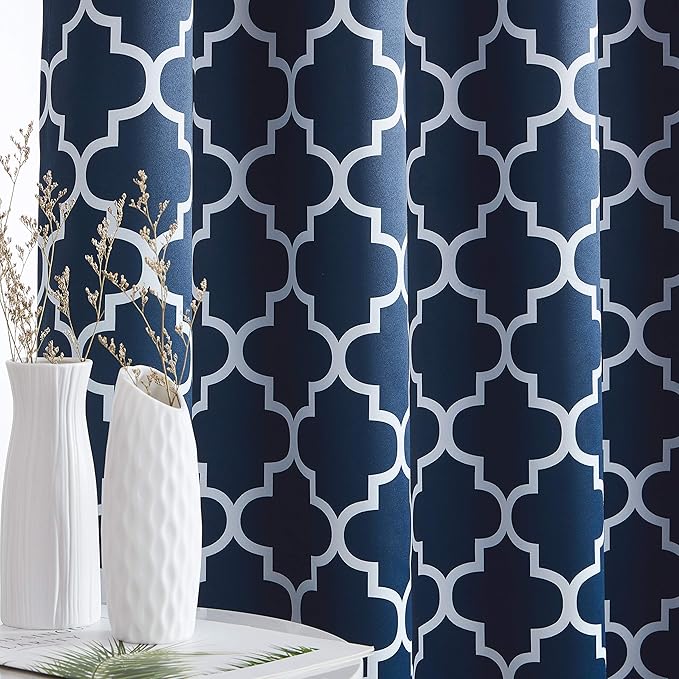 HLC.ME Lattice Print Design Bedroom Blackout Curtains - Image 4
