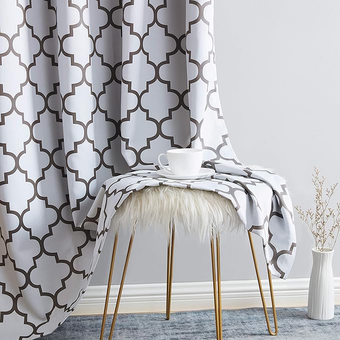 HLC.ME Lattice White and Grey Curtains - Image 5