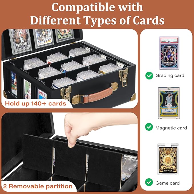 Graded Card Storage Box with Display Window, Wood Card Case - Image 3