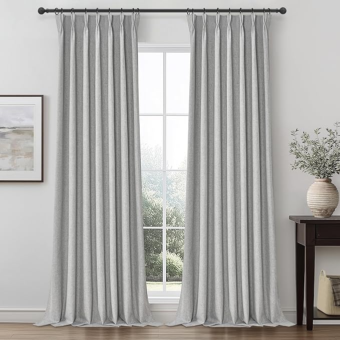 90 Inch Grey Blackout Curtains 2 Panels Set by QJMYDECO
