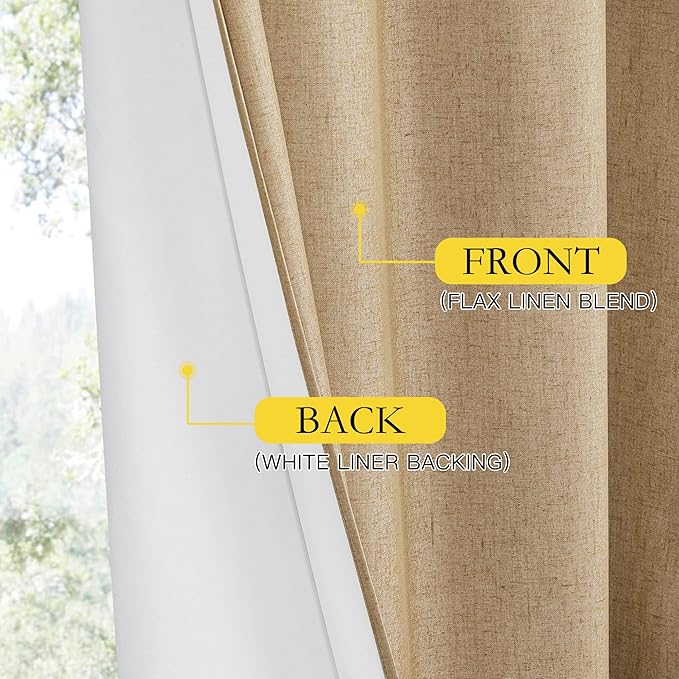 NICETOWN 100% Absolutely Blackout Linen Curtains - Image 7