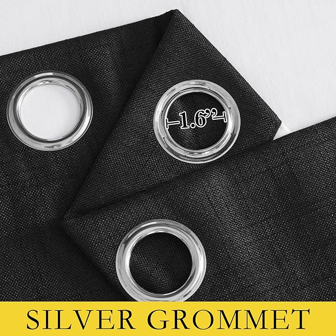 NICETOWN Vintage Open Linen Weave Flax Thermal Curtains, 100% Blackout Curtains - Image 6