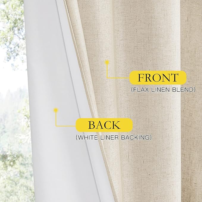 NICETOWN 100% Absolutely Blackout Linen Curtains - Image 6