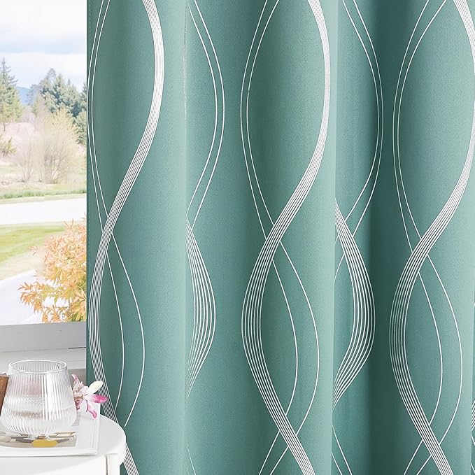 NICETOWN 100% Blackout Aqua Blue Curtain Panels 63 inches 2 Pieces, 52 inches - Image 6