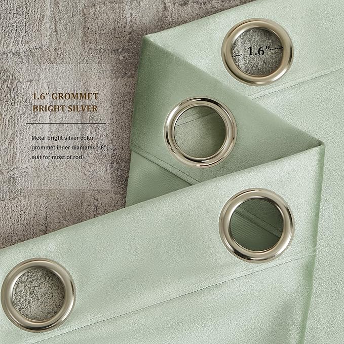 BULBUL Sage Green Velvet Curtains 90 inches Elegant Living Room Curtain Velvet - Image 3