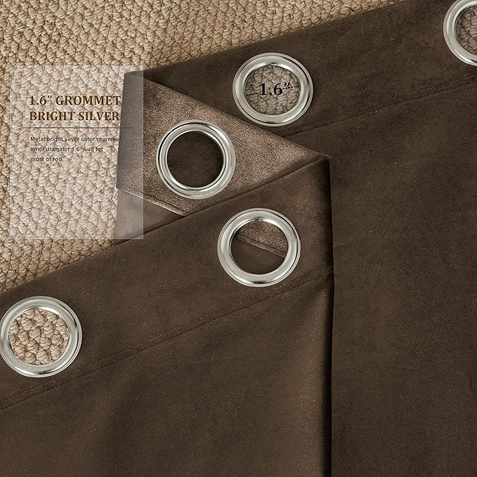 Elegant Brown Decorative Velvet Curtains: 90 inches Luxury Living Room Curtain - Image 3