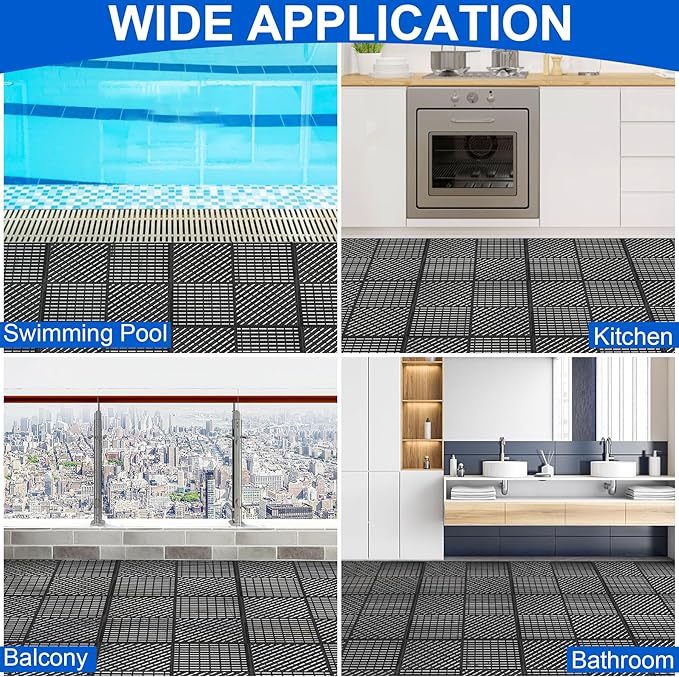 MYFAMIREA Modular Interlocking Cushion 12 Pack 11.8" x 11.8" Rubber Floor Tiles - Image 7