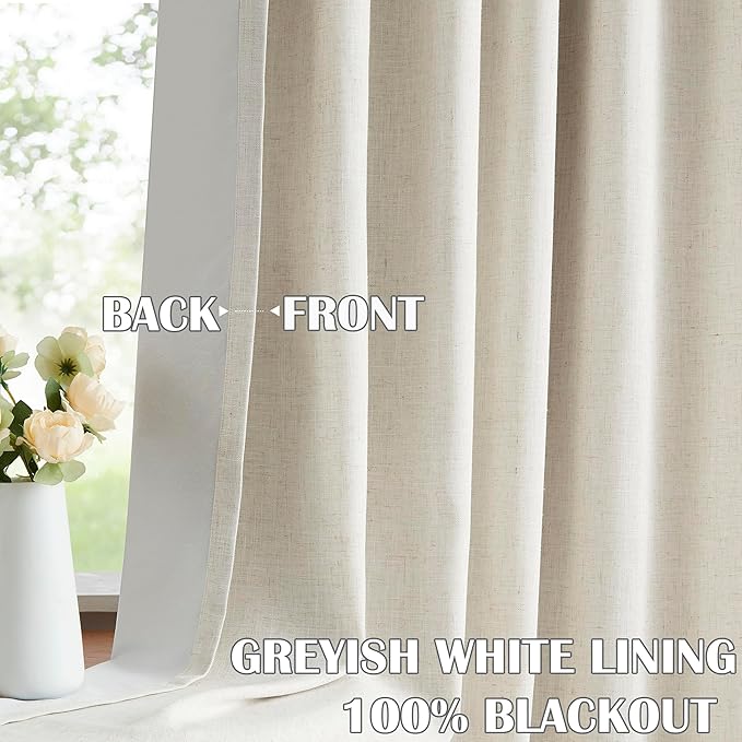 Kayne Studio Natural Pinch Pleated Full Blackout Curtains, Linen Blend Room - Image 2