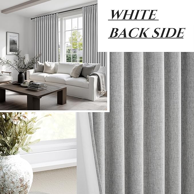Light Grey Blackout Curtains 70 Inches Extra Wide Pinch Pleated - Image 8