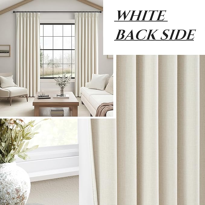 Cream Pleat Blackout Curtains 84 Inch Length 2 Panels Set - Image 5