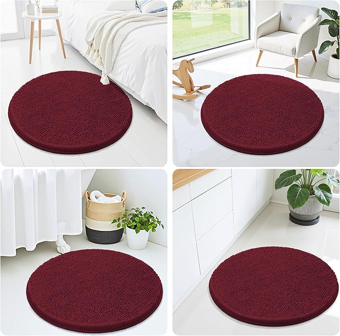 Smiry Luxury Chenille Round 24x24, Extra Soft and Absorbent Shaggy Bathroom Mat - Image 7
