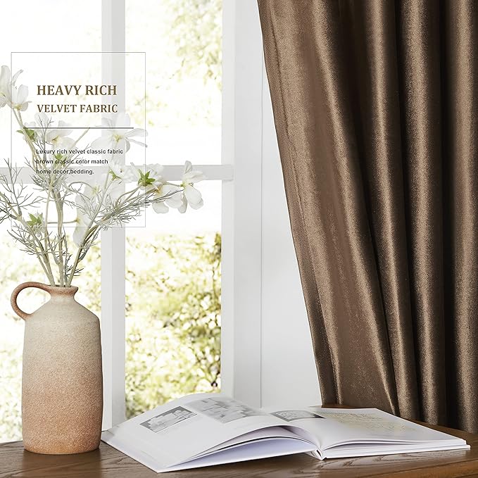 BULBUL Luxury Brown Velvet Curtains: 108 inches Elegant Living Room Curtain - Image 4