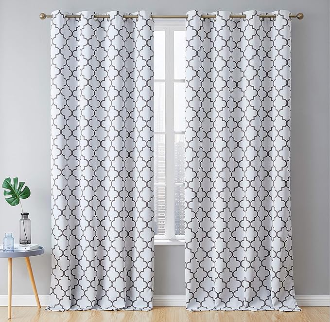 HLC.ME Lattice Print Decorative Extra Long Blackout Curtains 108 inch by HomeLinenCollections