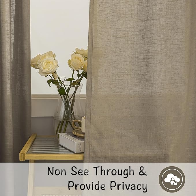 DONREN Taupe Back Tab Curtains 112 Inches Extra Long Ceiling to Floor - Image 4
