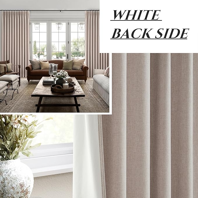 Pinch Pleated Flax Linen Blackout Extra Wide Curtain Panels - Image 8