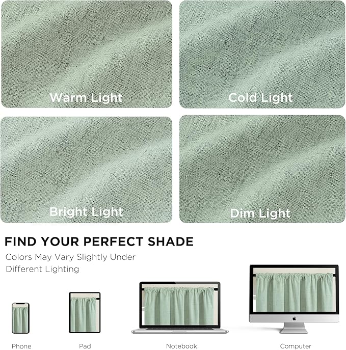 CUCRAF Linen 100% Blackout Curtains 72 Inch Length 2 Panels Set, Back Tab and - Image 4