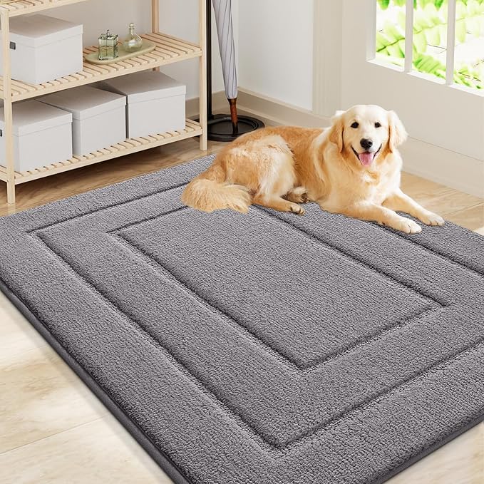Smiry Dog Door Mat for Muddy Paws, Absorbs Moisture and Dirt, Low-Profile by Smiry