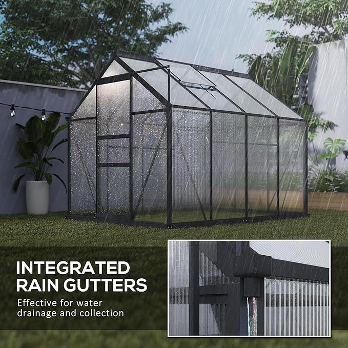 Outsunny 6' x 8' Greenhouse for Outdoors, Polycarbonate Greenhouse - Image 6