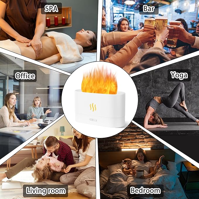 Flame Diffuser Humidifier-Auto Off 180ml Essential Oil Diffuser-2 Modes - Image 7