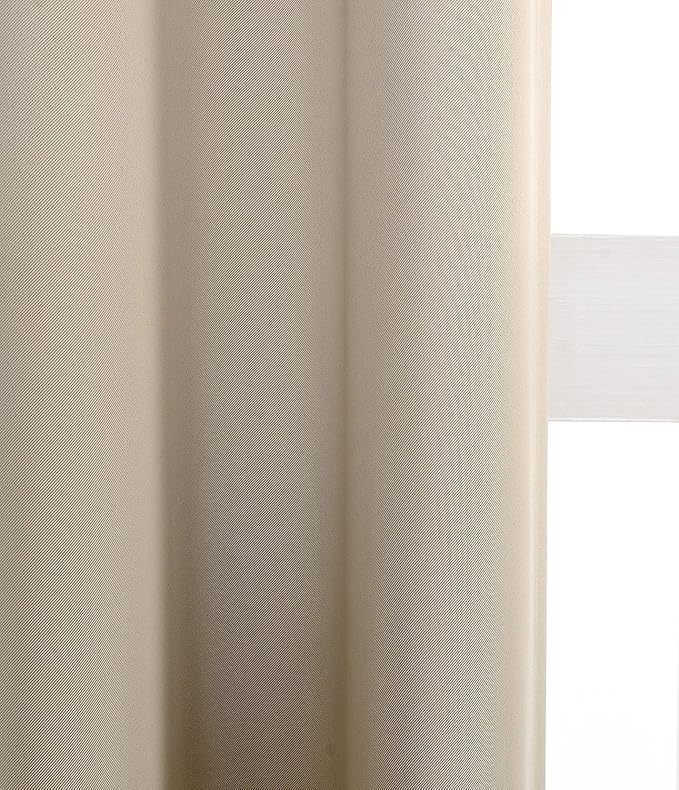 MYSKY HOME Beige Bedroom Curtains, 63 Inch Long Blackout Living Room Dark - Image 4