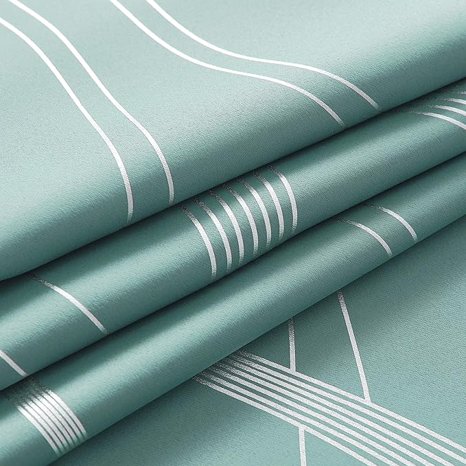 NICETOWN 100% Blackout Aqua Blue Curtain Wave Pattern Panels 84 inches 2 Pieces - Image 5