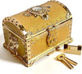 Retro Jewelry Box Arched Vintage Rectangular Metal Chest Necklace Ring Earrings by Unknown