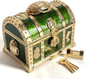 Retro Jewelry Box Arched Vintage Rectangular Metal Chest Necklace Ring Earrings by Unknown