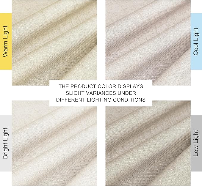 NICETOWN Cream 100% Blackout Linen Curtains 102 inch Long Burg - Image 9