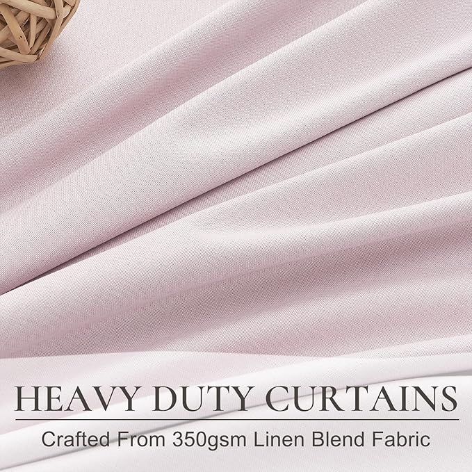 Pink Boho Blackout Curtains for Girls Room, Viral Pinch Pleated Linen Drapes - Image 4