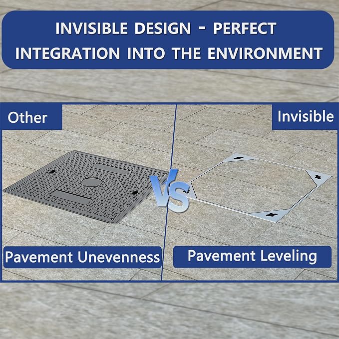 12x12 inch Stainless Steel Square Invisible Manhole Cover | Recessed Septic - Image 2