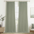 Sage Green Blackout Linen Curtains 102 Inches Long by QJMYDECO