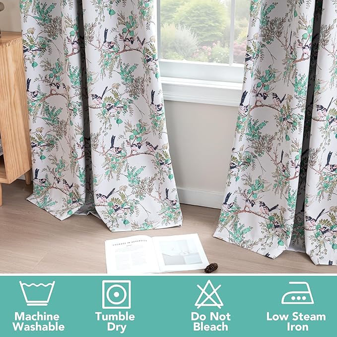 H.VERSAILTEX Floral 100% Blackout Curtains 96 inch Length 2 Panels Printed - Image 6