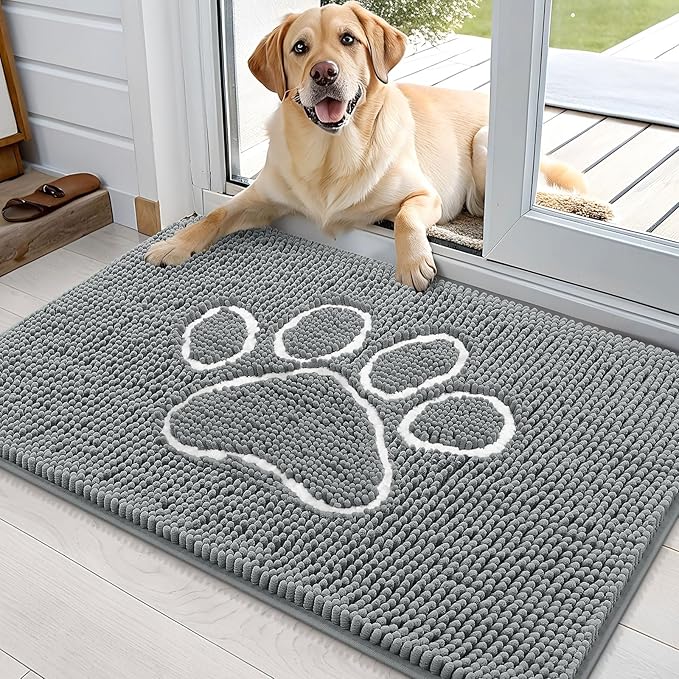 OLANLY Dog Door Mat for Muddy Paws 36x24, Paw Print Design, Absorbs Moisture by OLANLY