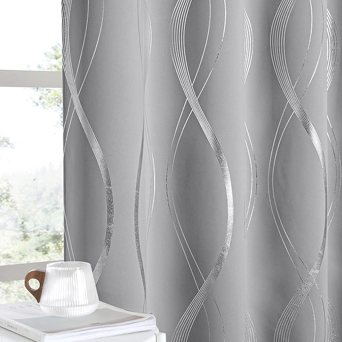 NICETOWN Blackout Curtains for Bedroom, Noise Reducing Thermal Insulated Wave by NICETOWN