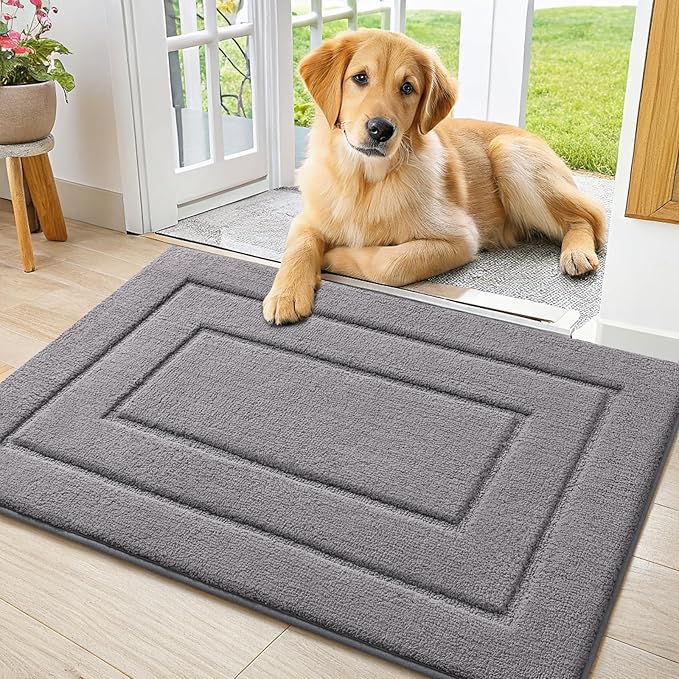 Smiry Dog Door Mat for Muddy Paws, Absorbs Moisture and Dirt, Low-Profile by Smiry