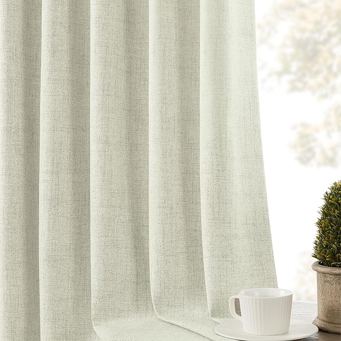 CUCRAF Linen 100% Blackout Curtains 72 Inch Length 2 Panels Set, Back Tab and - Image 8